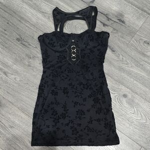 SHEIN Black Floral Backless Dress